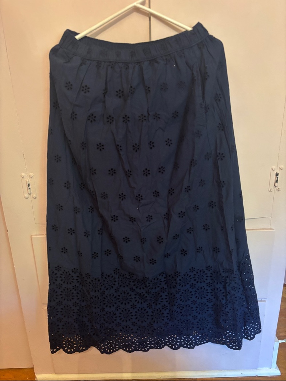 Loft NWT Navy Blue Eyelet Midi Skirt